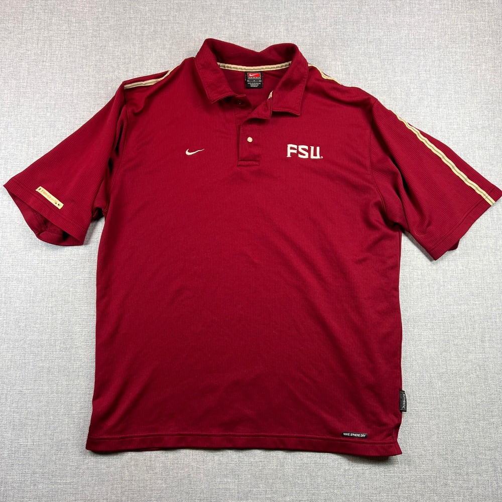 Nike Team Y2K FSU Florida State Seminoles Polo Shirt Men L Sphere‎ Dry College